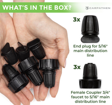 The kit includes 3 x PVC Female Hose Thread Connectors for 5/16